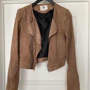 Crop goat leather suede jacket